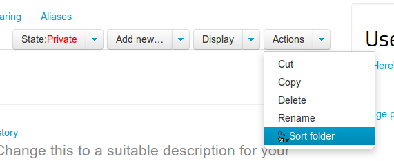 Sort folder menu